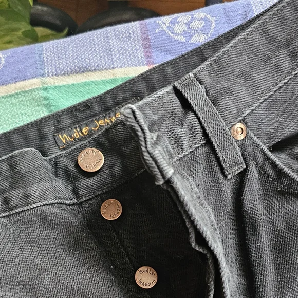 Nudie Jeans 32/30 Breezy Britt Aged Black High Waisted Jeans